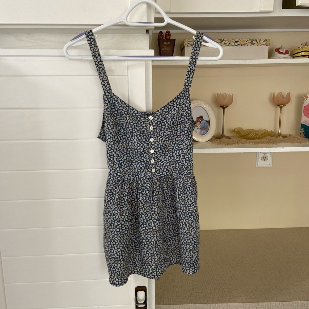 Blue and White Floral Baby Doll Top